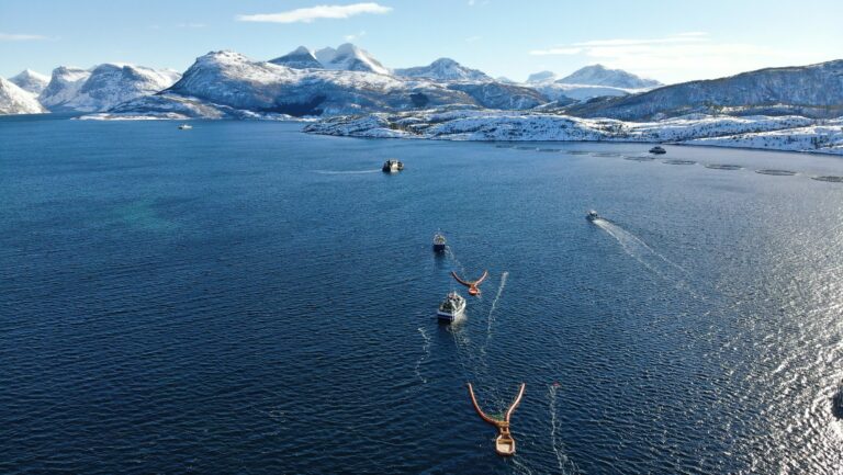 Oil spill protection vessels during a drill