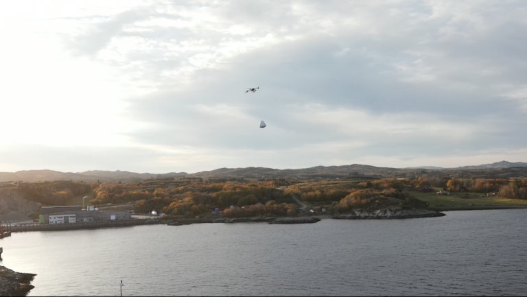 Cargo drone flying with a 30kg bag
