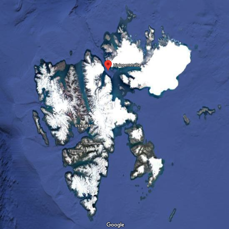 Google Maps excerpt pinpointing the Northguider grounding location.