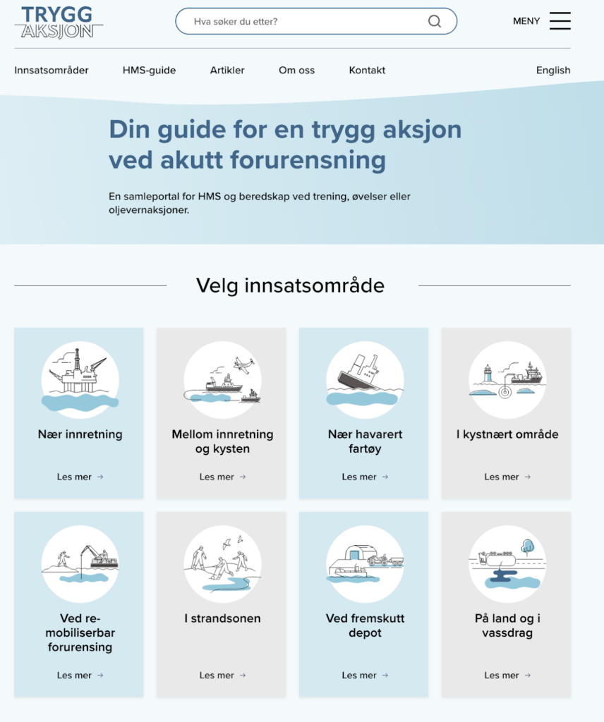 Webpage used for HSE during a oil spill incident.