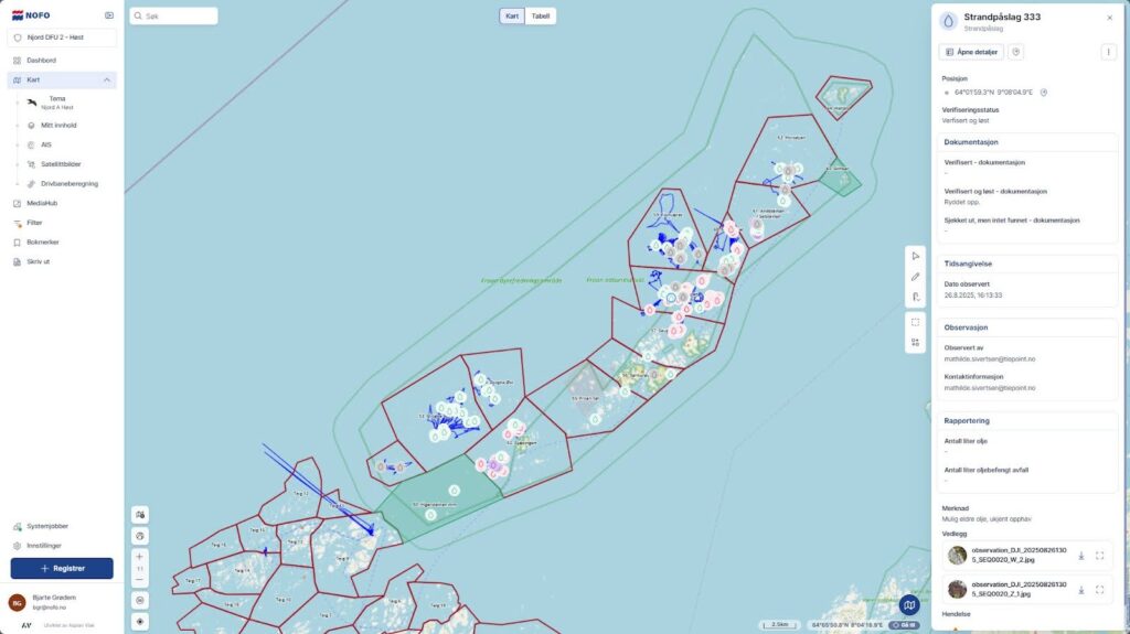 Screengrab from the operational assistance tool where drone annotations are integrated.
